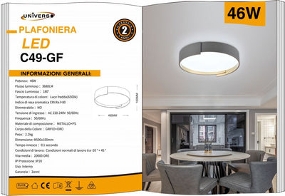 LAMPADARIO DA SOFFITTO/46W/6500K