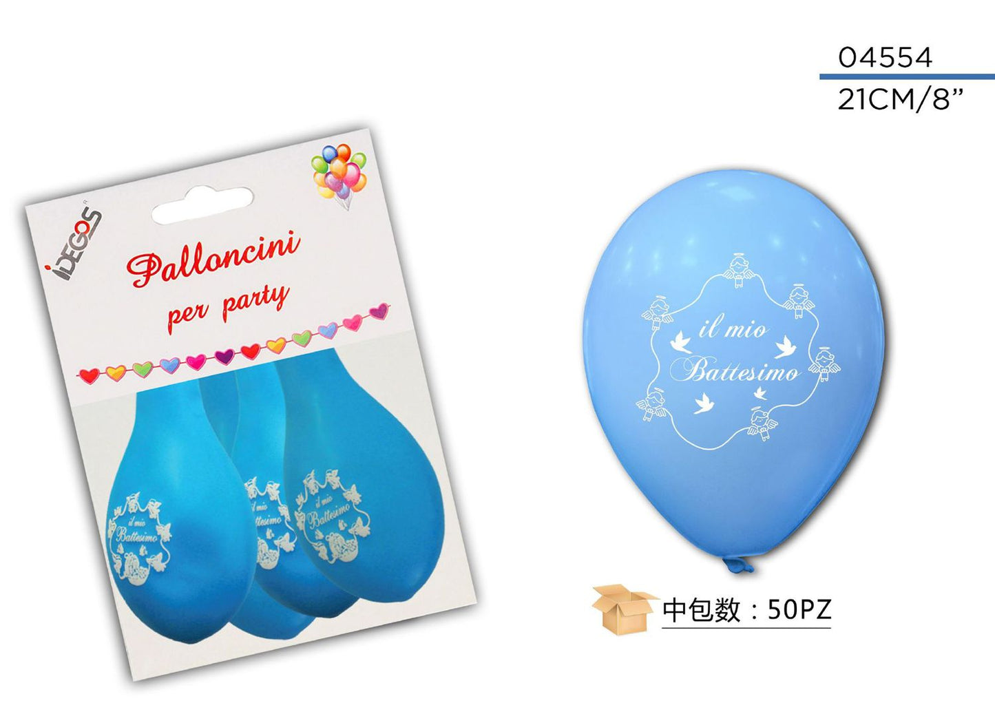 PALLONCINO IL MIO BATTESSIMO CELESTE 4PZ