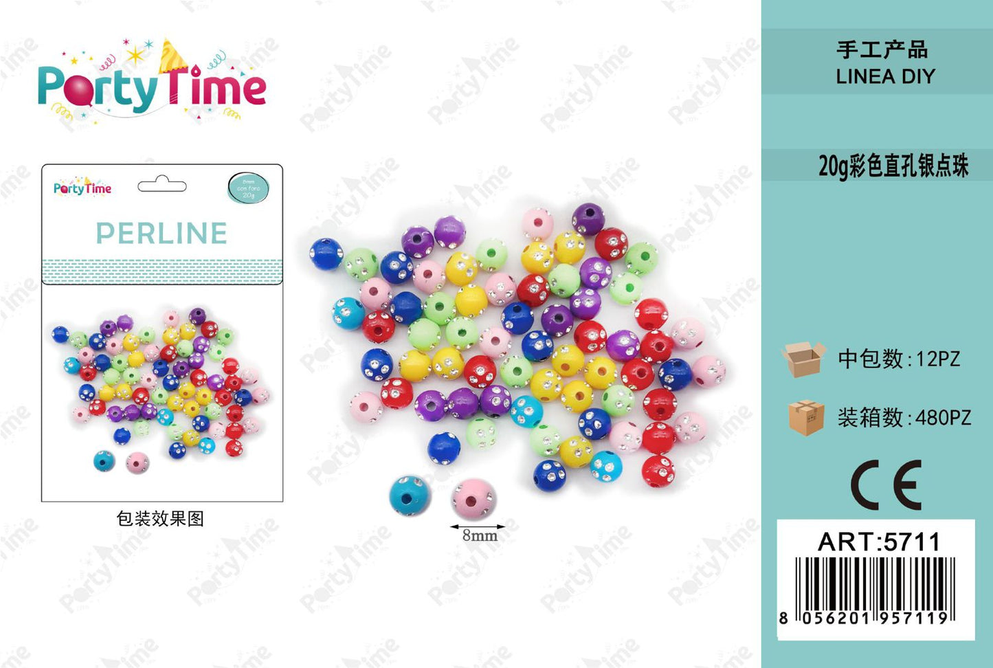 *perline colore misto 8mm