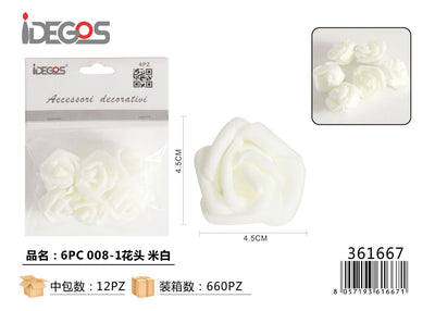 FIORI ROSE 6PZ BIANCO PANNA