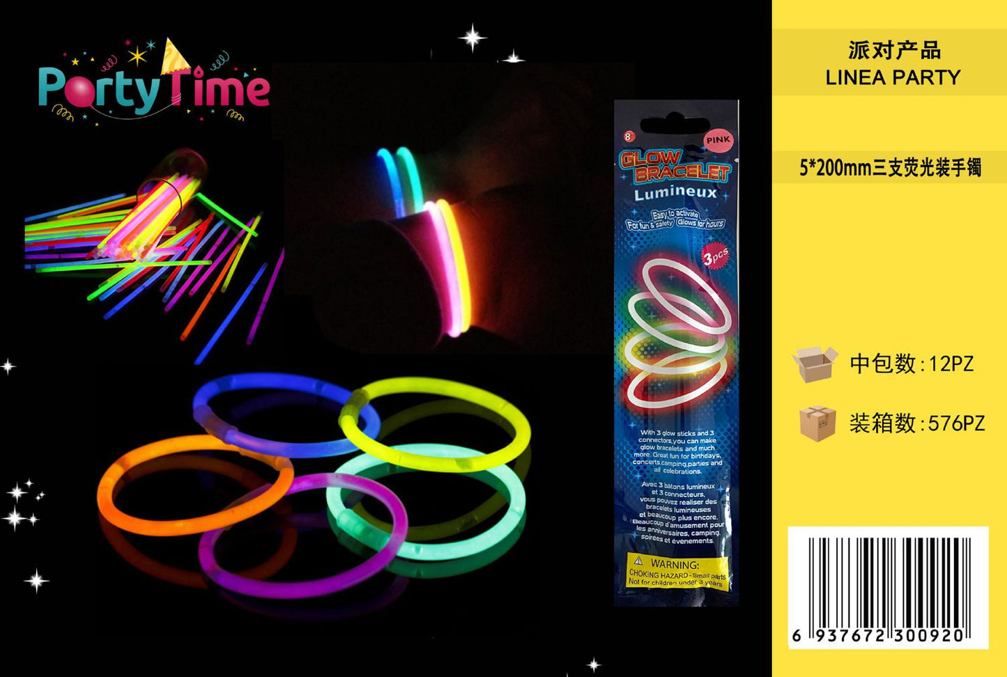 *BRACCIALE FLUORESCENTE 5*200mm 3PZ