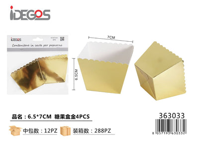 CONTENITORE IN CARTA PER POPCORNO ORO 4PZ