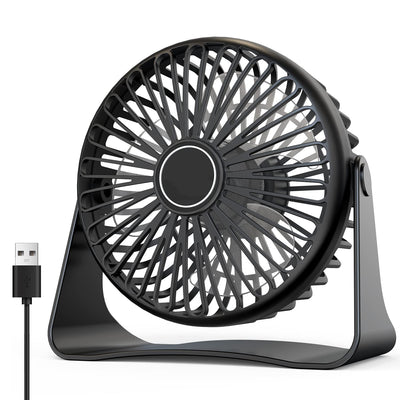 Galros Ventilatore da tavolo USB, piccolo, con 3 velocità regolabili, silenzioso, rotazione a 360°, portatile per casa, ufficio, esterno