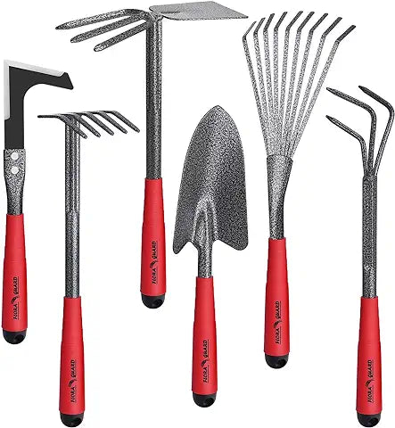 Set di attrezzi da giardino, set da 6 pezzi di utensili manuali da giardino di grande formato e robusti, strumenti di utilità classici e durevoli per coltivare e mantenere il tuo giardino