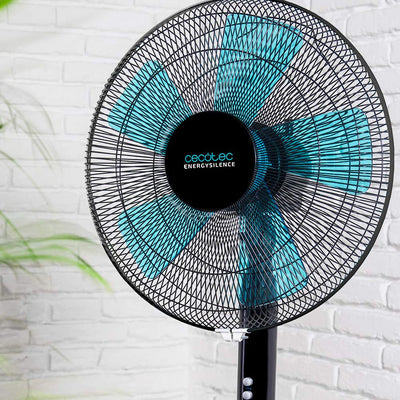 Cecotec Ventilatore a Piantana EnergySilence 510. 40 W, 5 Pale da 40 cm di Diametro, Oscillante, 3 Velocità, Altezza Regolabile 110-130 cm, Motore in Rame, Design Nero