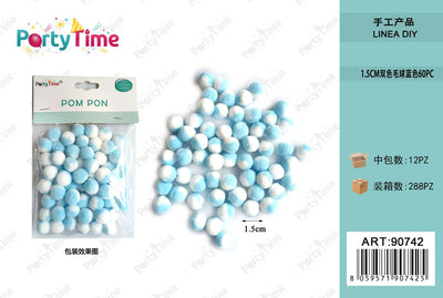 *POM PON BICLORE 1.5CM 60pz