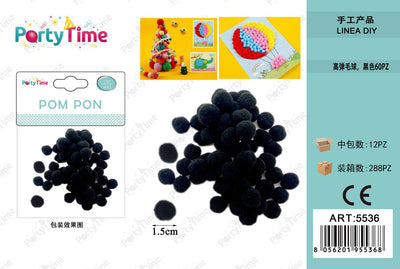 *POM PON 1.5CM 60PZ NERO