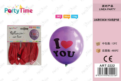 *palloncini i love you con luce 2.8g 30cm 5pz