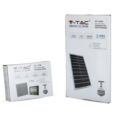 V-TAC Faro LED 100W con Telecomando e Pannello Solare 35W 6000K