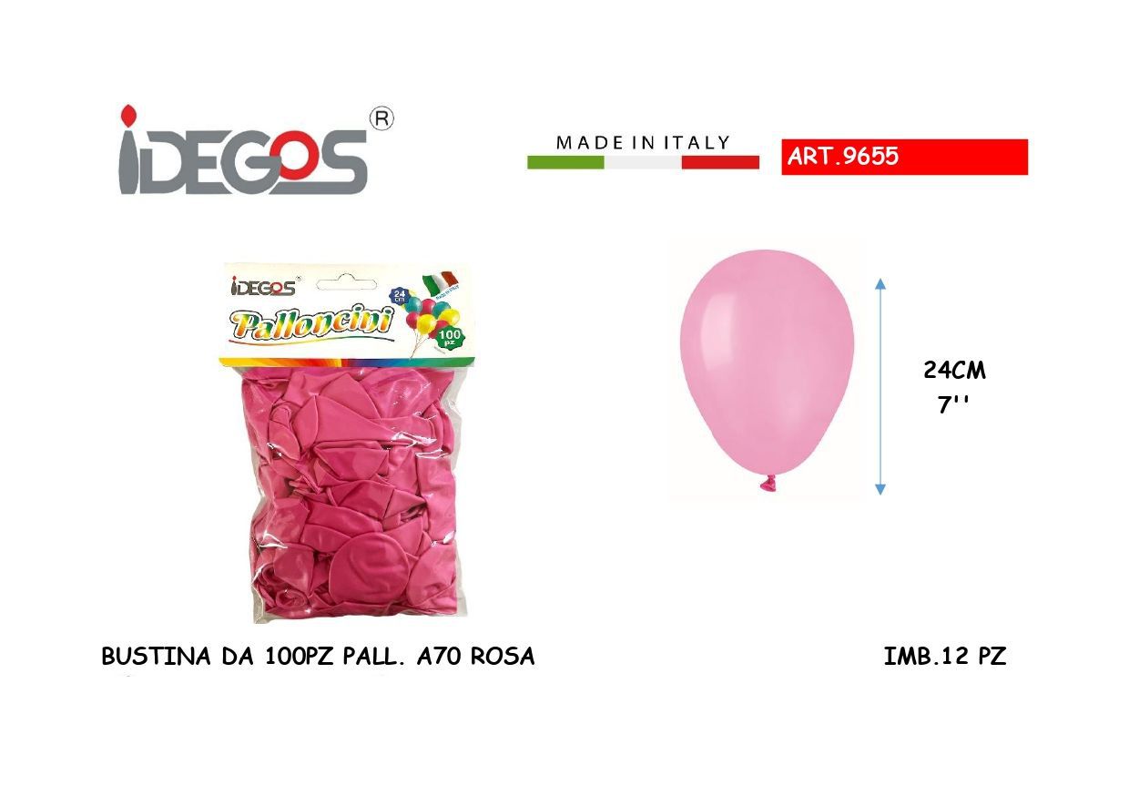 BUSTA DA 100 PALLONCINI ROSA