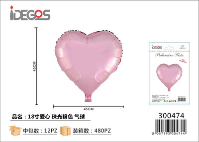 PALLONCINO CUORE 45CM ROSA PERLA