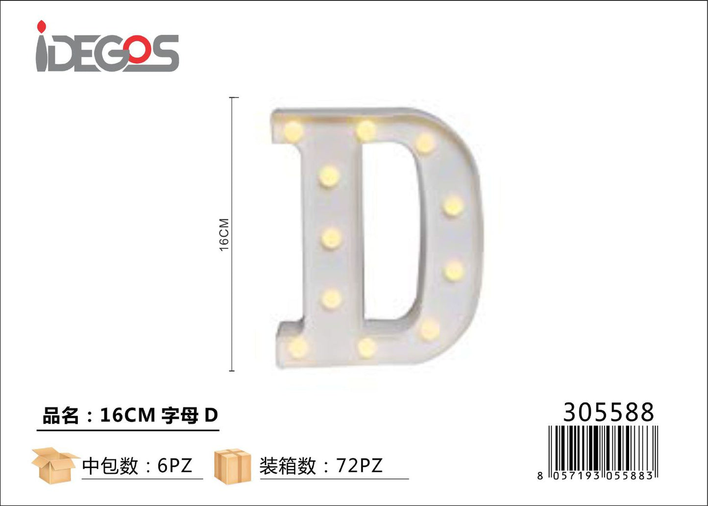 LETTERE CON LUCI LED D 16CM