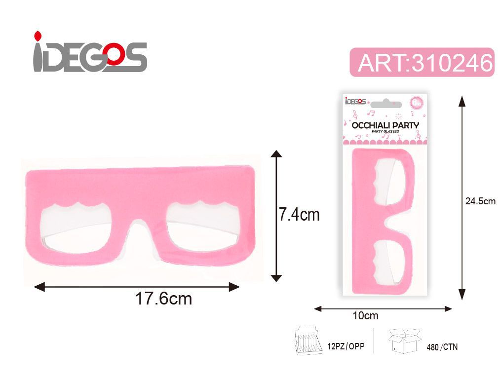 ACCESSORI FESTA OCCHIALI CARTA 250G 6PZ ROSA OLIO