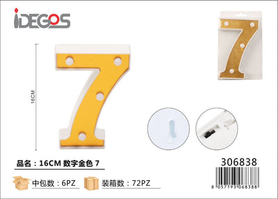 NUMERO DI LUCE LED 7 ORO 16CM