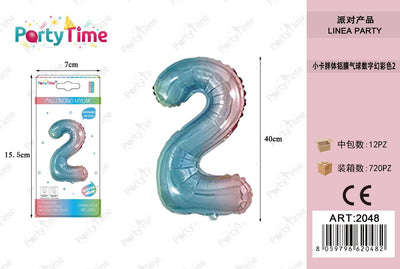 *PALLONCINO MYLAR COLOR 35CM NUMERO 2