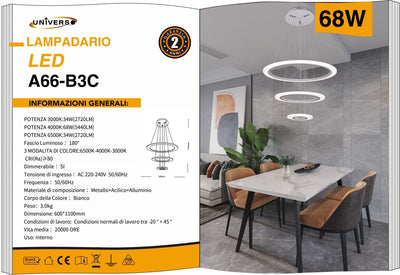 LAMPADARIO DA SOFFITTO/23W/3000K-6500K