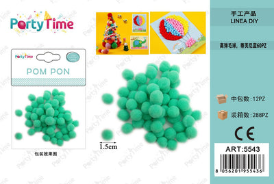 *POM PON 1.5CM 60PZ TIFFANY BLU