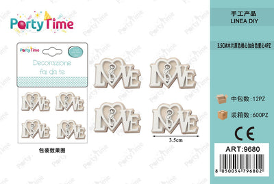 *3.5CM DECORAZIONE LOVE BIANCA 4PZ