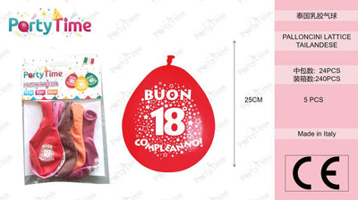 *Palloncino G90 5pz 18 Anni Multicolor