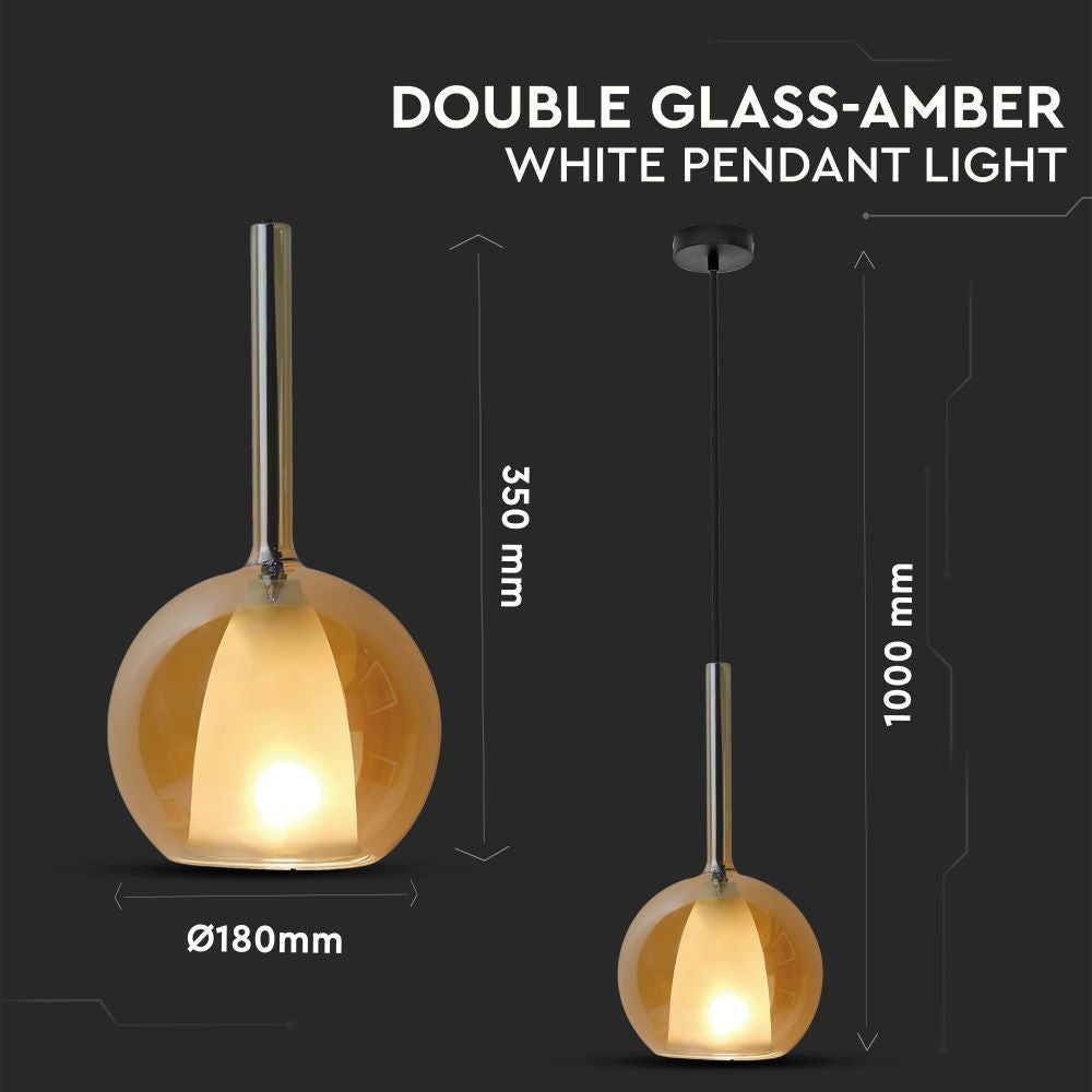 Pendant Light Modern Double Glass Amber+白色  180мм