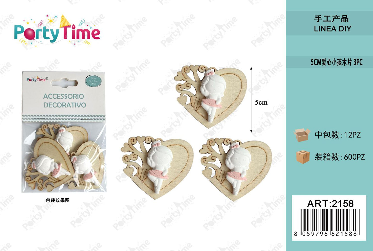 *5cm decorazione cuore 3pz