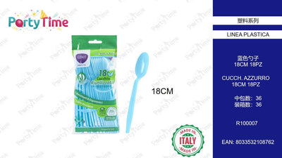 R100007 CUCCHIAI RIUTILIZZABILI 18 PZ AZZURRI