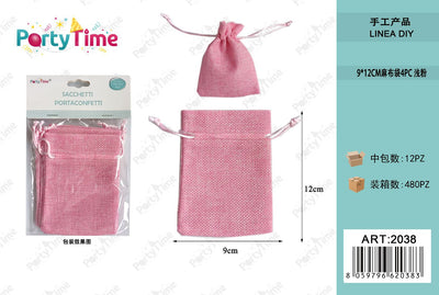 *sacchetti di juta 9*12cm 4pz rosa