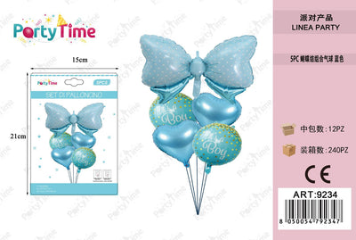 *SET DI PALLONCINI 'IT'S A BOY' AZZURO 5PZ