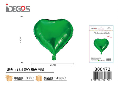 PALLONCINO CUORE 45CM VERDE