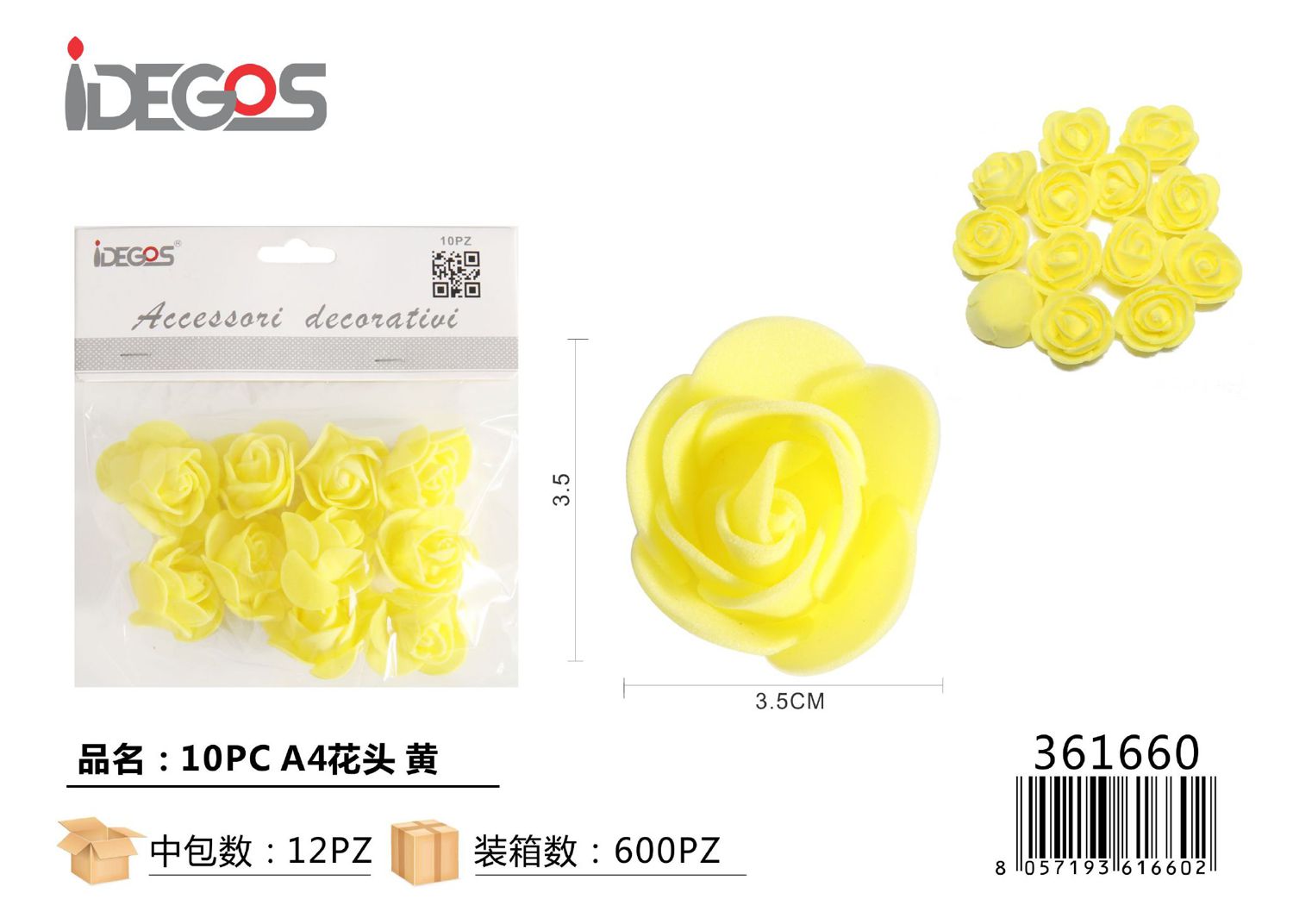 FIORI ROSE GIALLO 10PZ