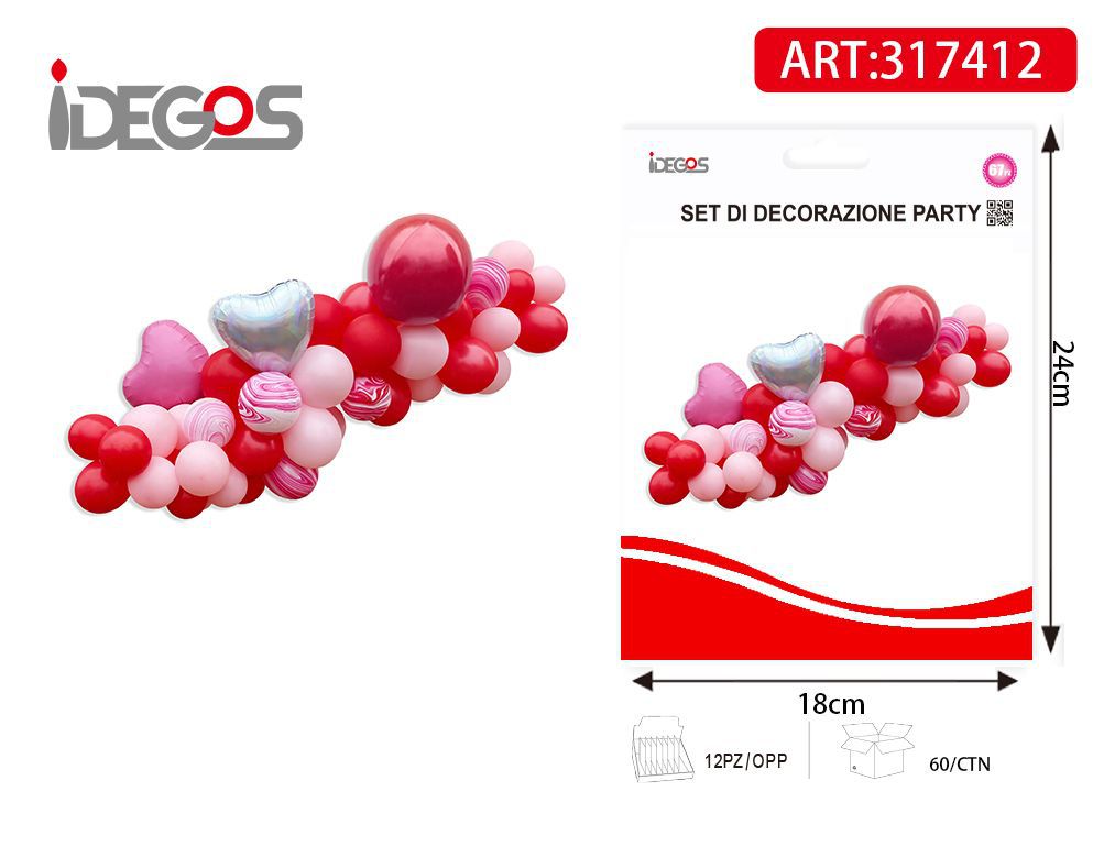 KIT ARCO DI PALLONCINI 4D ROSSO CUORE