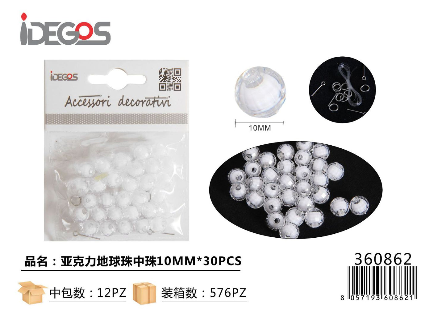 ACC/DECORATIVI DI PERLINE BIANCO 10MM*30PZ