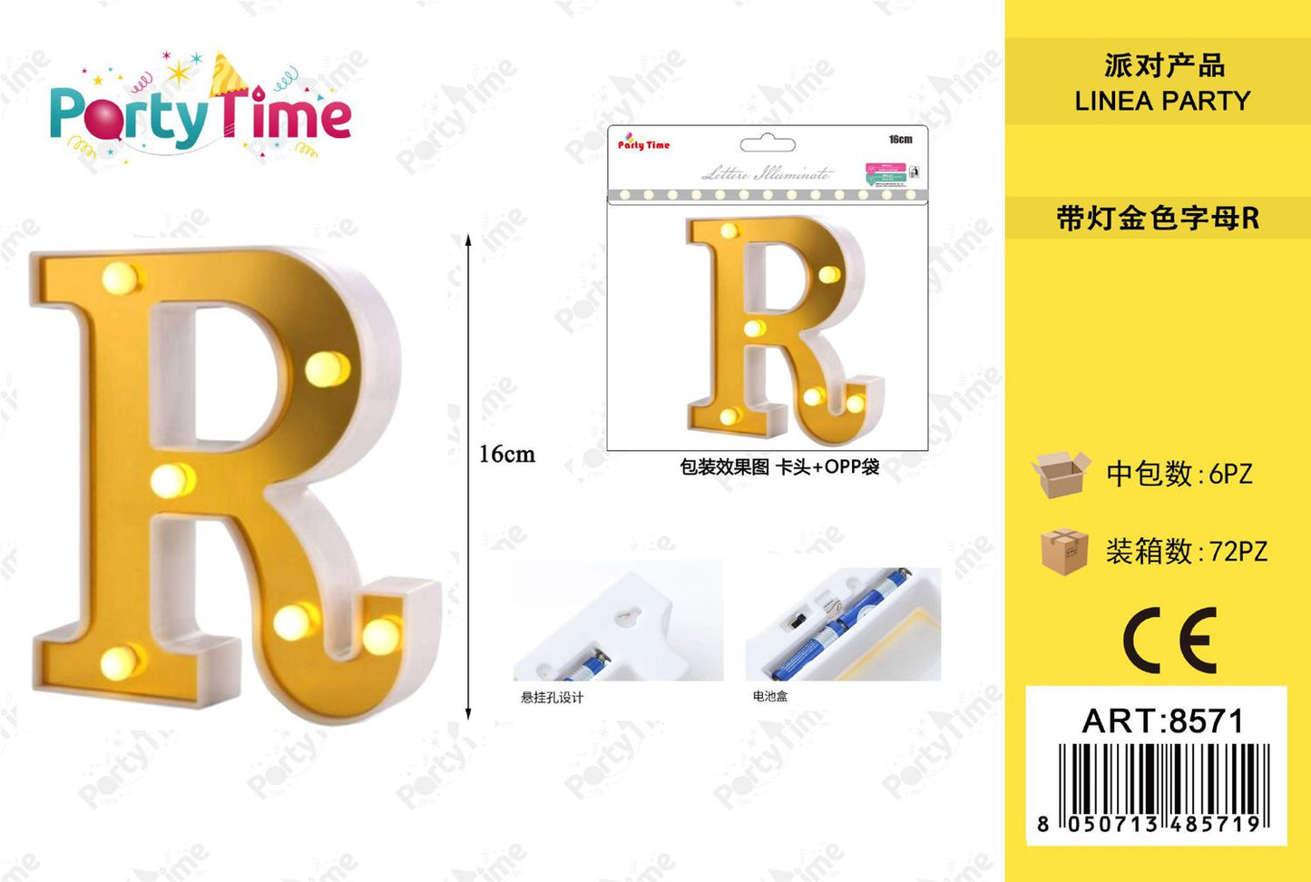 *16CM LETTERA A LUCI LED R ORO