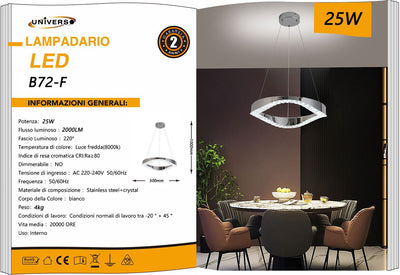 LAMPADARIO DA SOFFITTO/25W/8000K