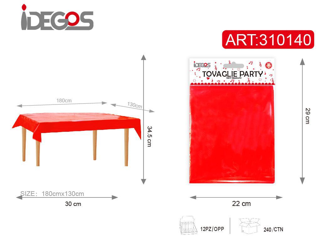 ACCESSORI FESTA TOVAGLIA CARTA 18G 2 STRATI 33*33CM 10PZ ROSSO