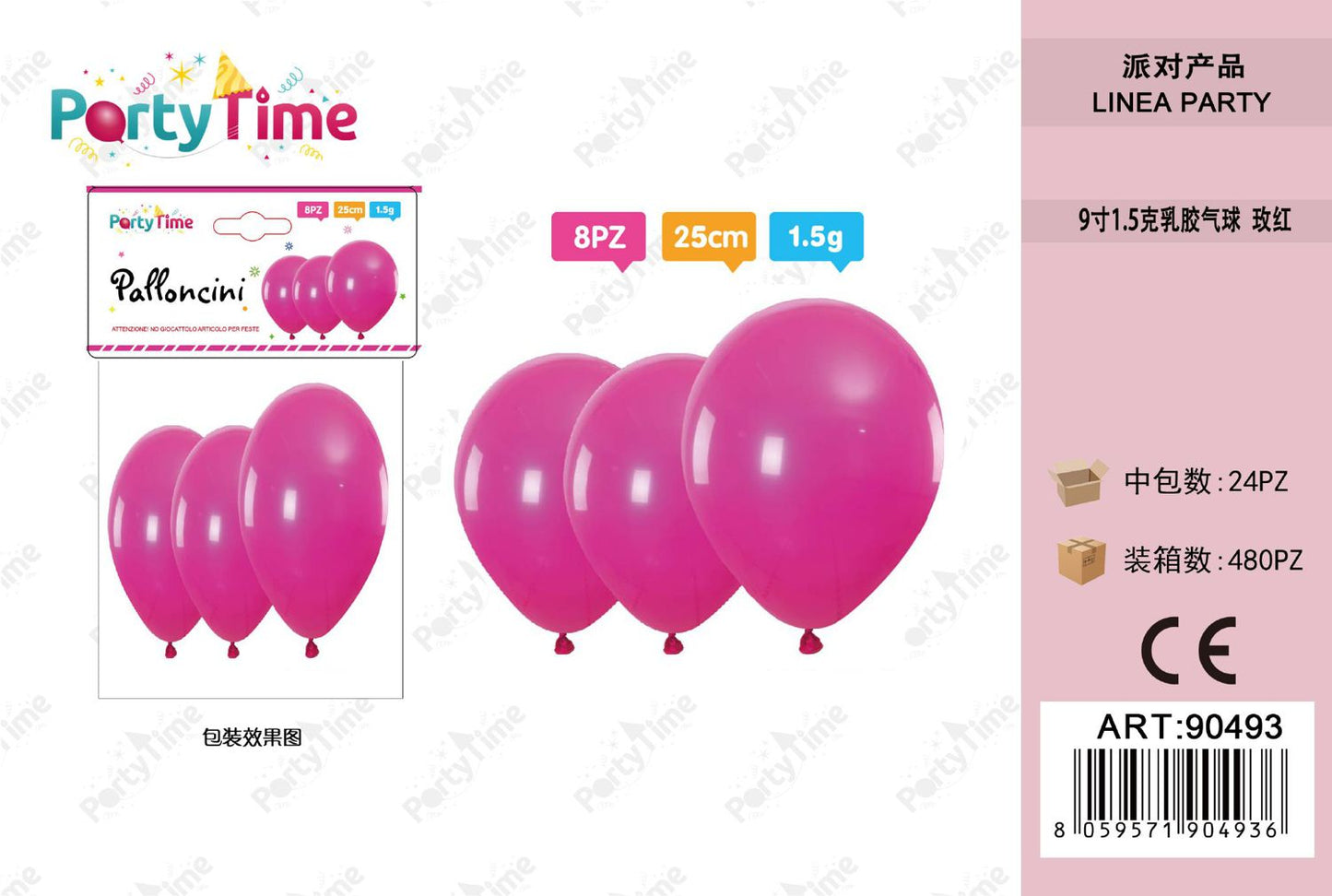 *PALLONCINI 1.5G 9" fucsia