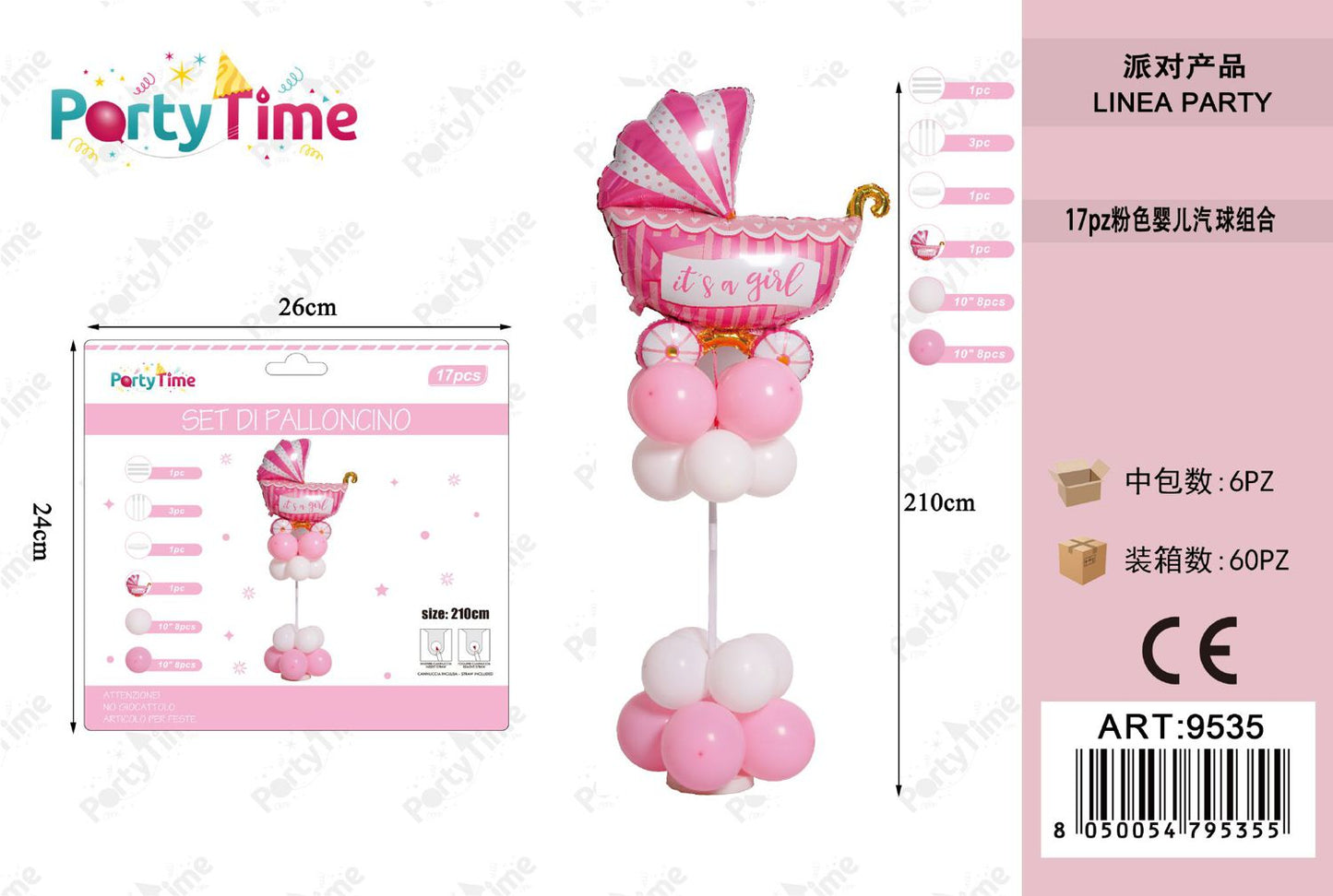 *SET DI PALLONCINI 'IT'S A GIRL' ROSA