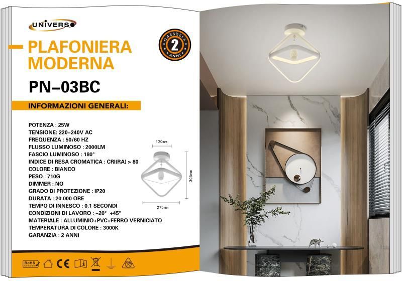 LAMPADARIO DA SOFFITTO/25W/3000K