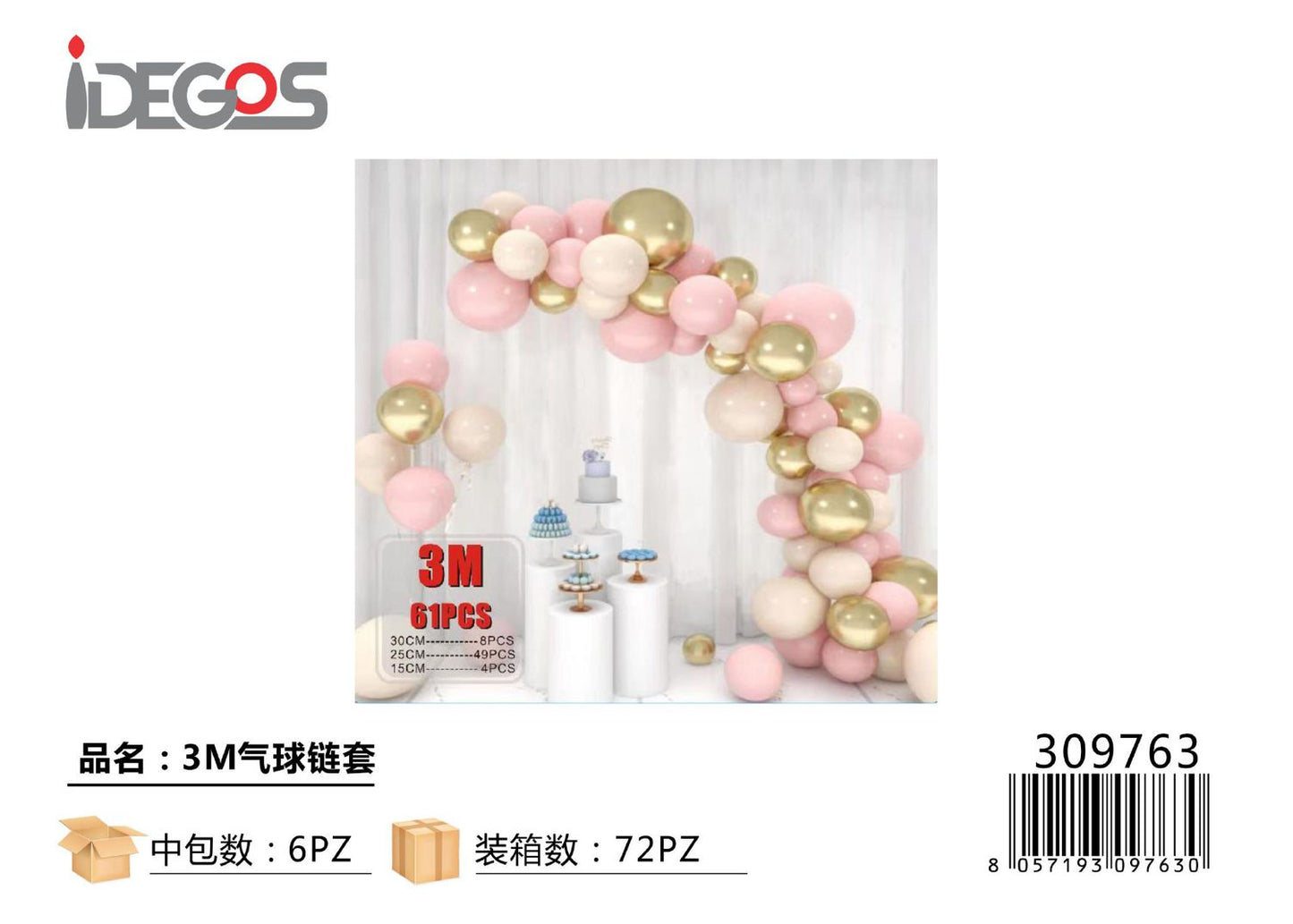 STRISCIA DI DECORAZIONE A PALLONCINO 3M