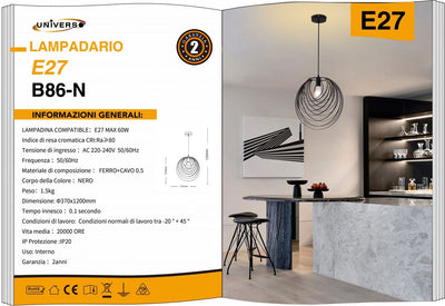 LAMPADARIO DA SOFFITTO/1XE27