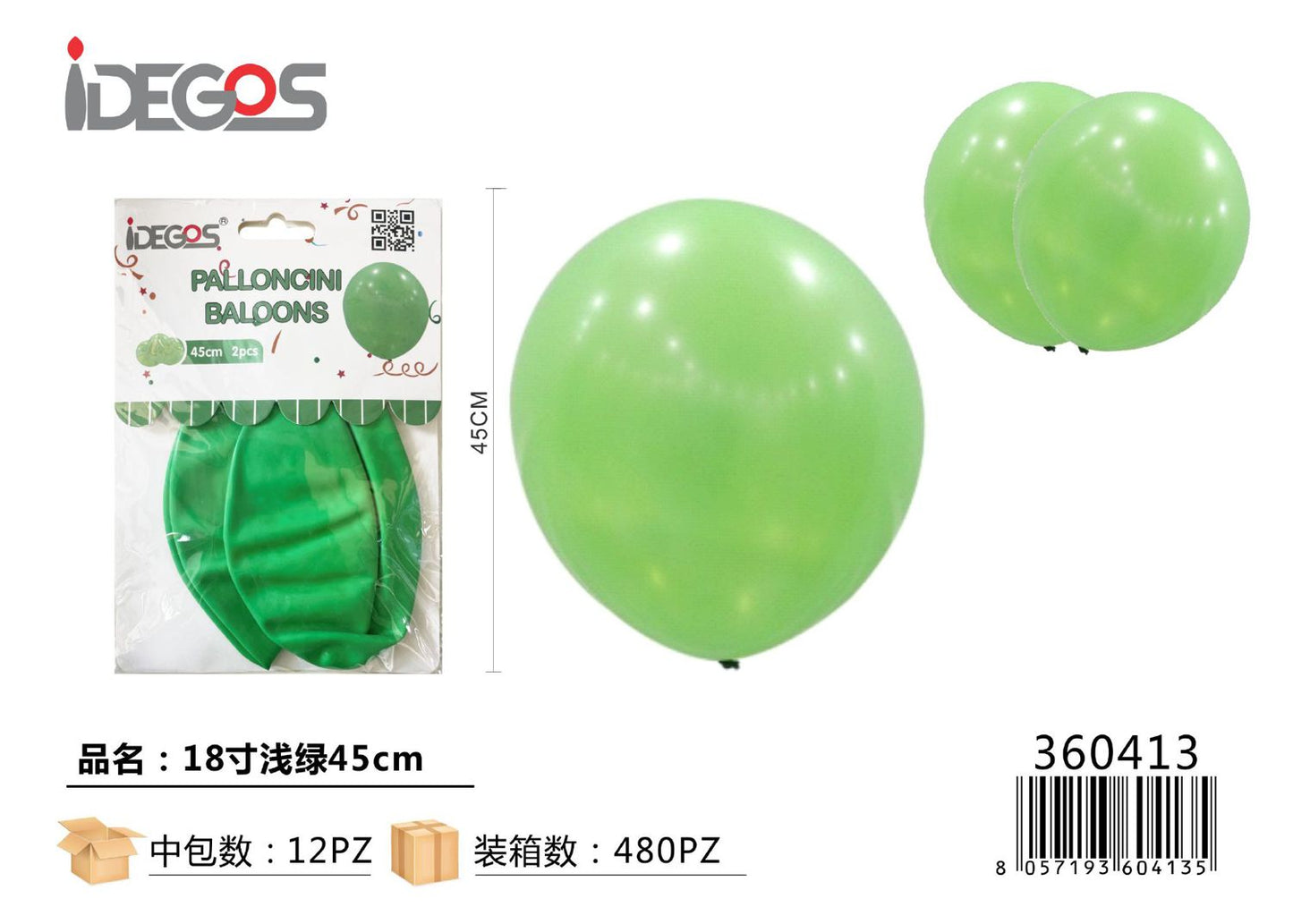 PALLONCINI IN LATTICE VERDE 45CM