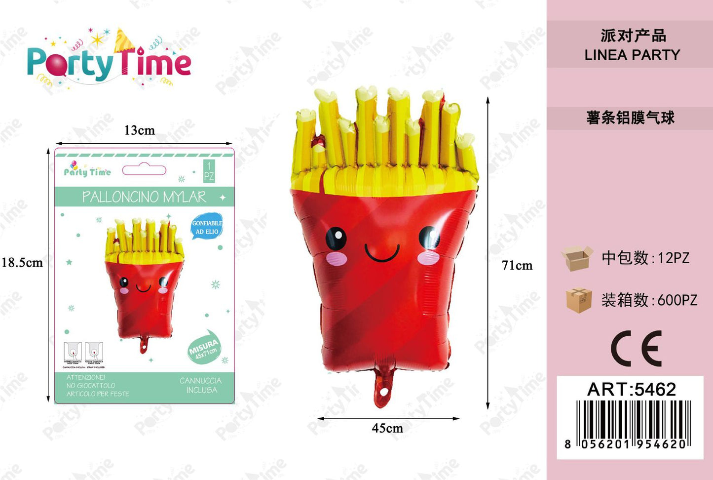 *palloncino mylar a patatine fritte rosso