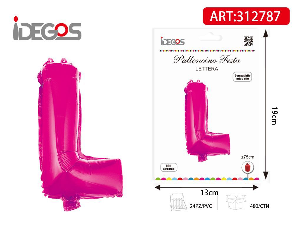 PALLONCINO 75CM ROSA LETTERE L