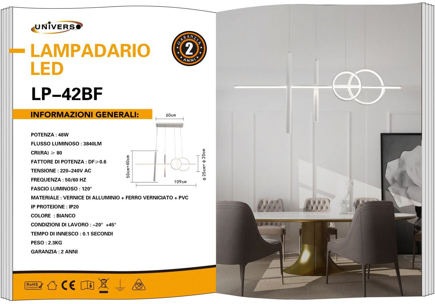 LAMPADARIO DA SOFFITTO/48W/6500K