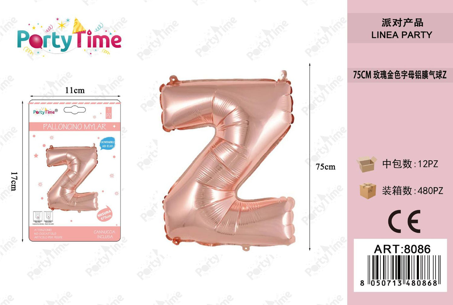 *75CM PALLONCINO IN ALLUMINIO ROSA ORO Z