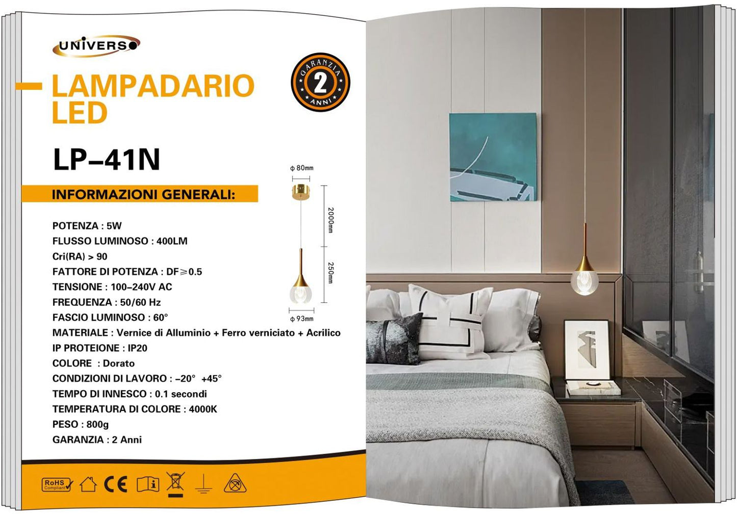 LAMPADARIO DA SOFFITTO/5W/4000K