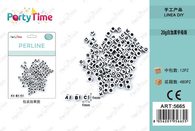 *perline 6*6mm bianca e nero