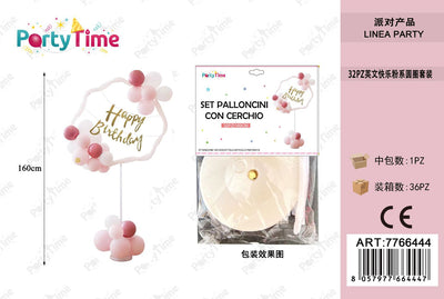 *SET PALLONCINI CON CERCHIO happy birthday rosa