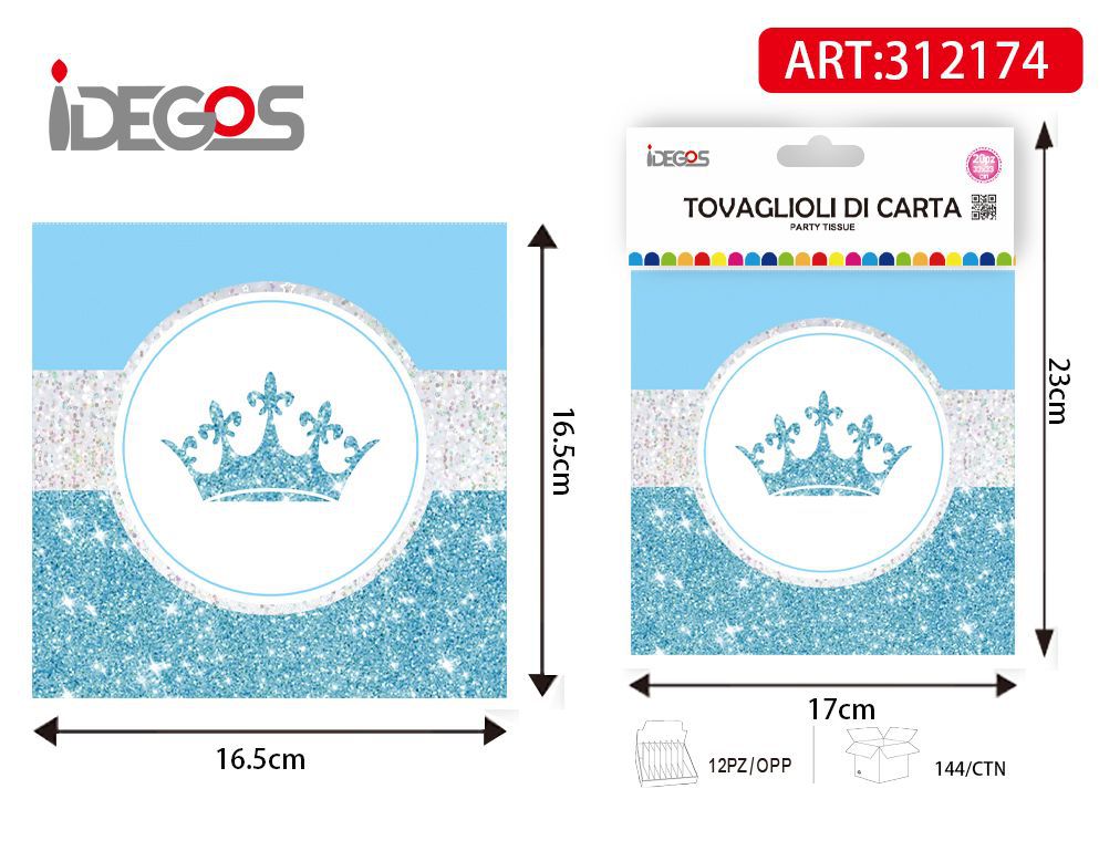 TOVAGLIOLI DI CARTA A CORONA CELESTE