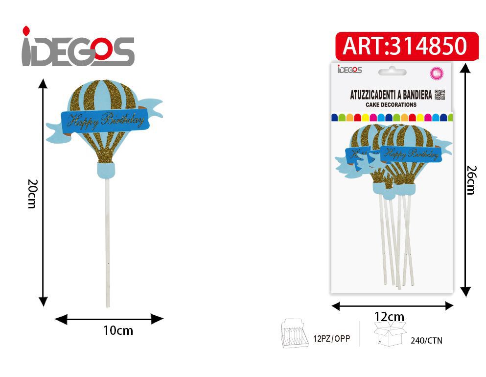 DECORAZIONE PER TORTA MONGOFIERA CELESTE 6PZ